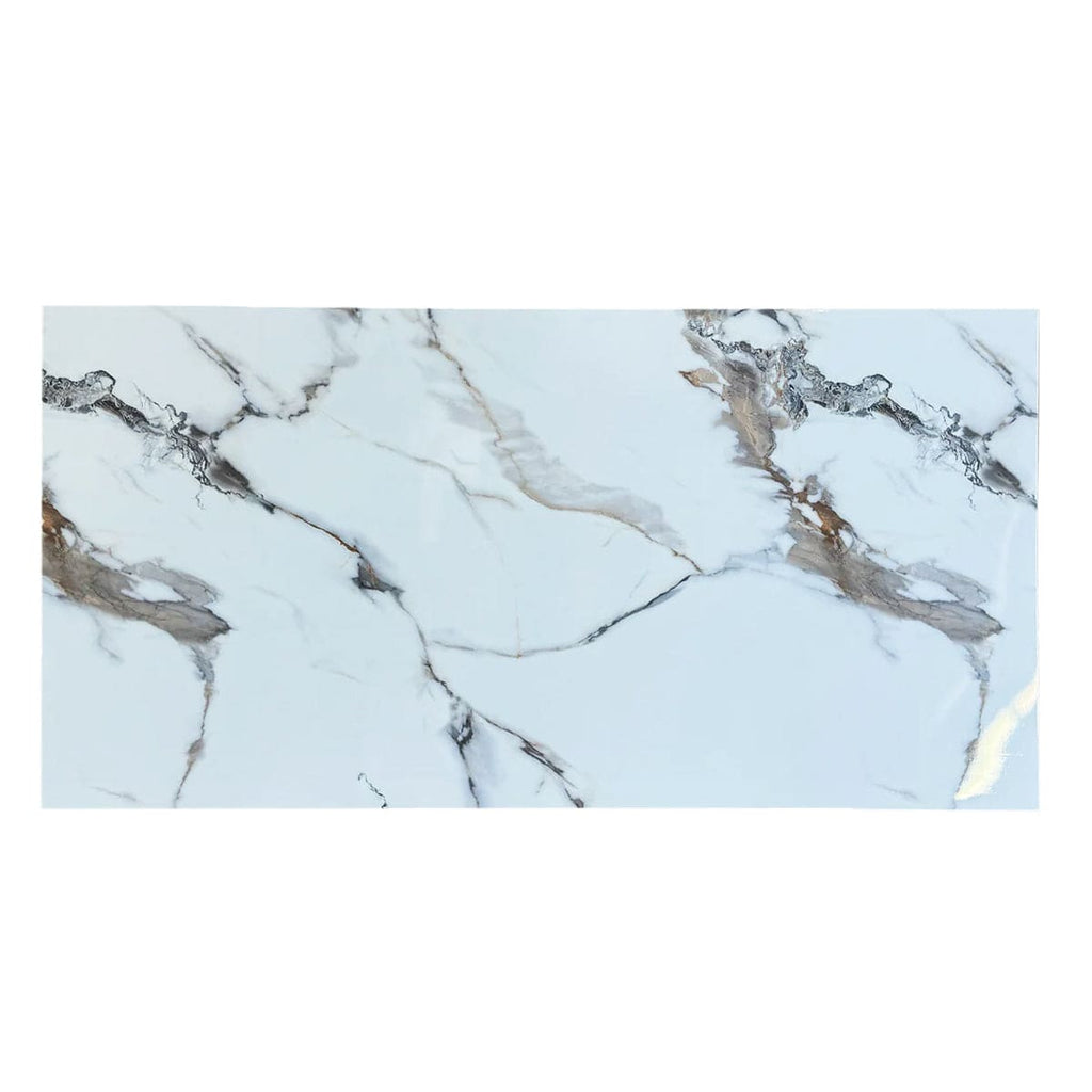 Mocha White PVC Marble Effect Wall Panel (244 x 122 cm)