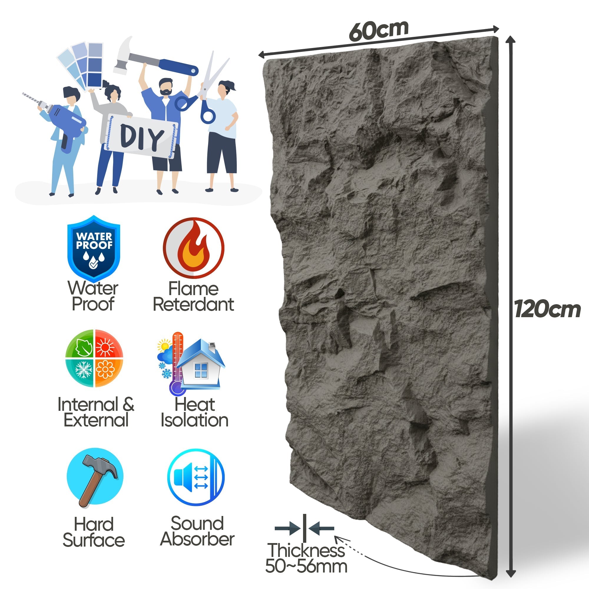 RockStar Stone Effect Wall Panels 120x60cm