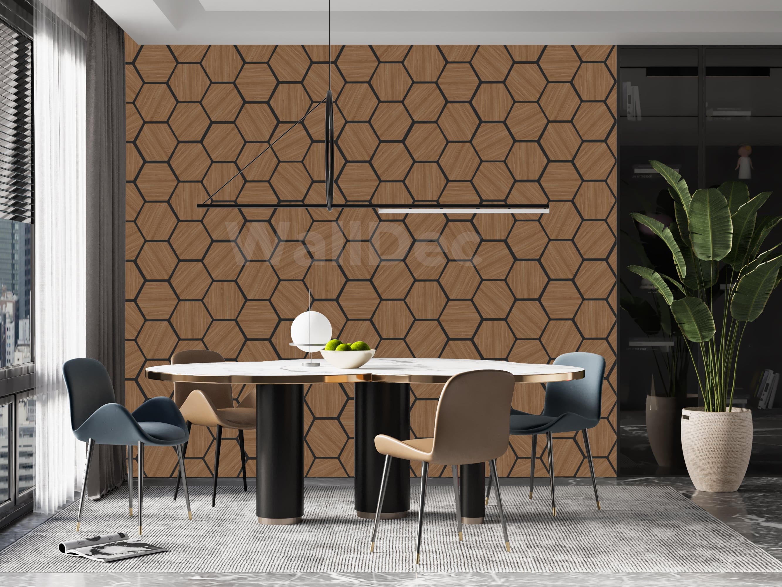 Hexagon Panel - Walnut Dream (57 x 69.5 cm)