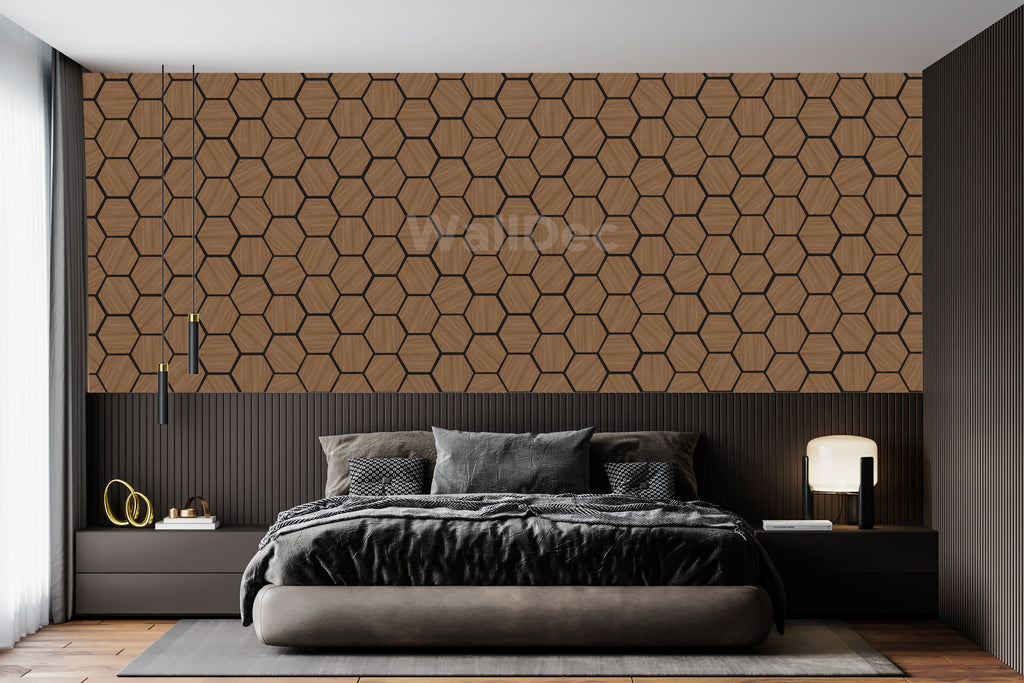 Hexagon Panel - Walnut Dream (57 x 69.5 cm)