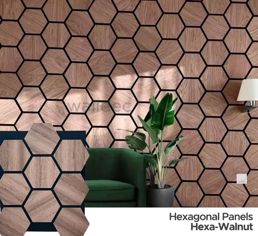 Hexagon Panel - Walnut Dream (57 x 69.5 cm)