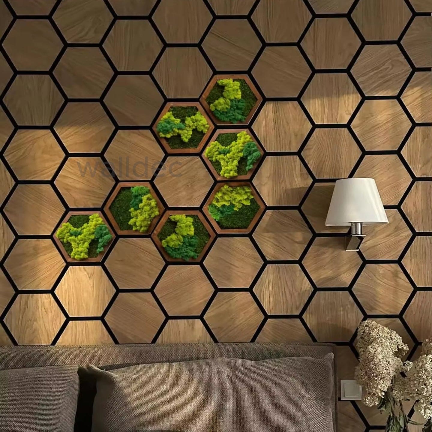 Hexagon Panel - Walnut Dream (57 x 69.5 cm)