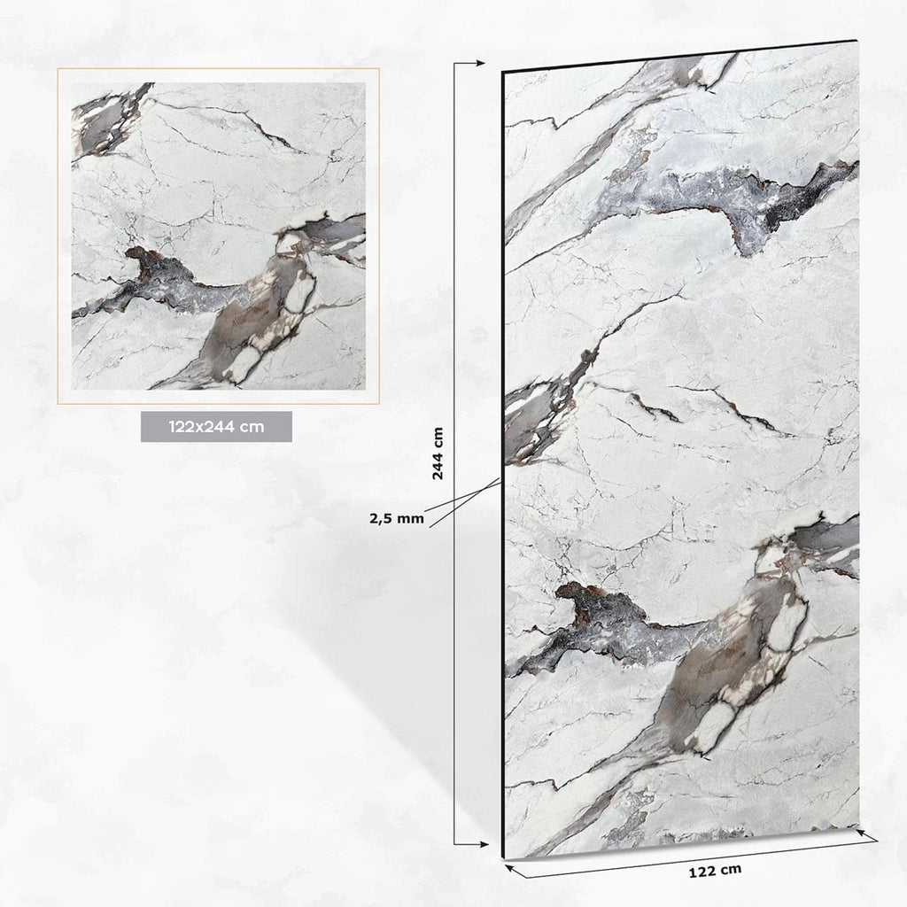 Luna White Marble Effect Wall Panel (244 x 122 cm)