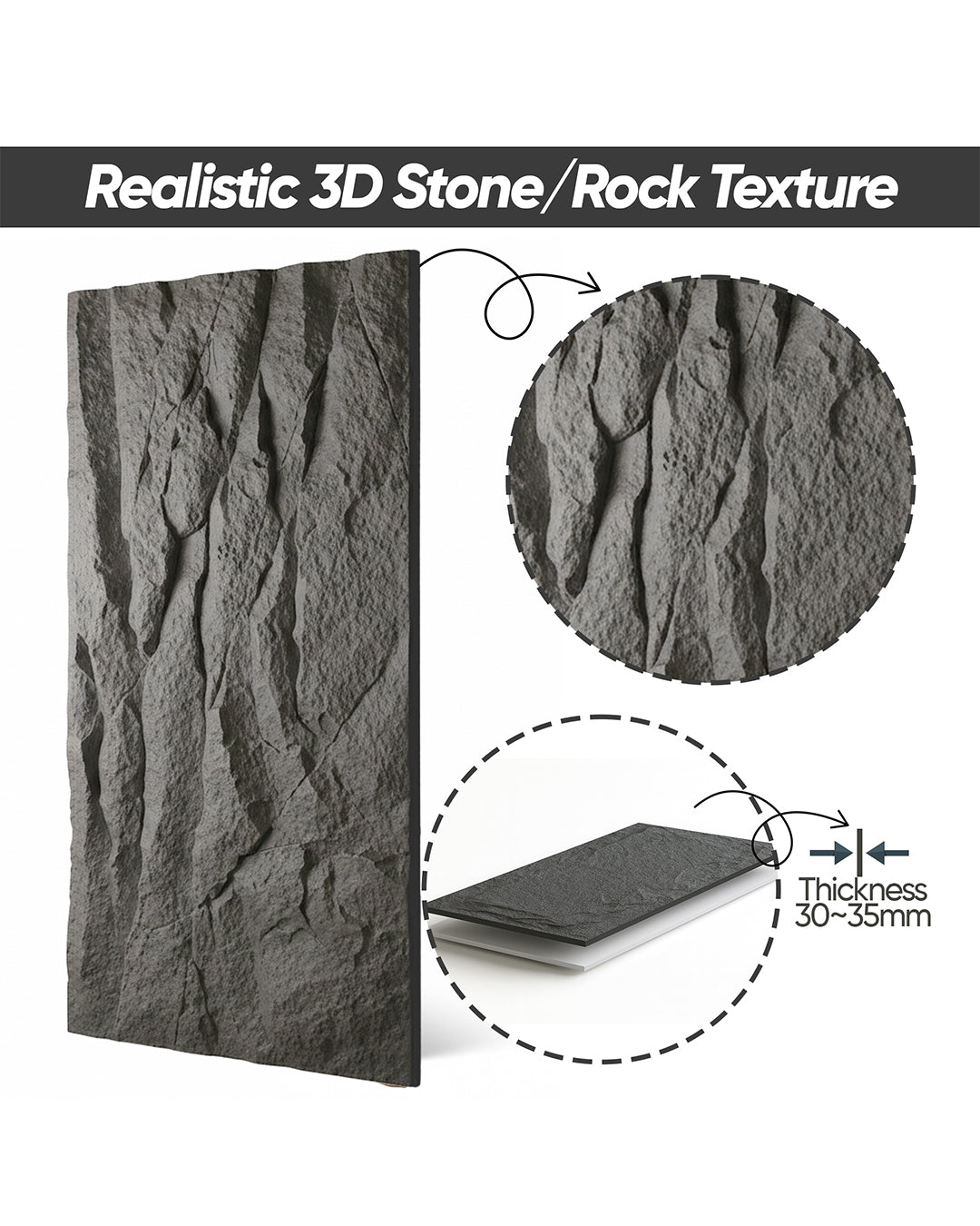Nova Stone Rock Effect Wall Panels 120x60cm (47.24" x 23.62")
