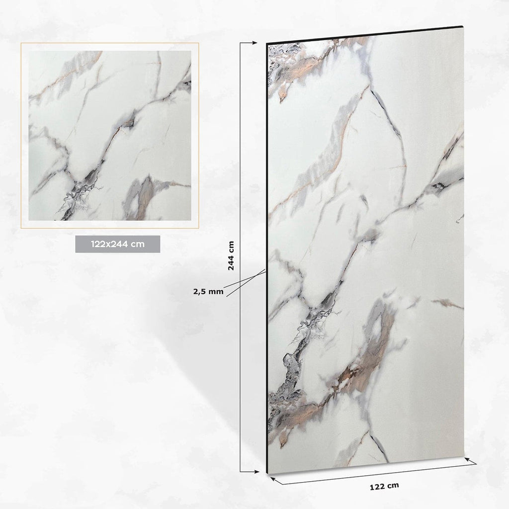 Mocha White PVC Marble Effect Wall Panel (244 x 122 cm)