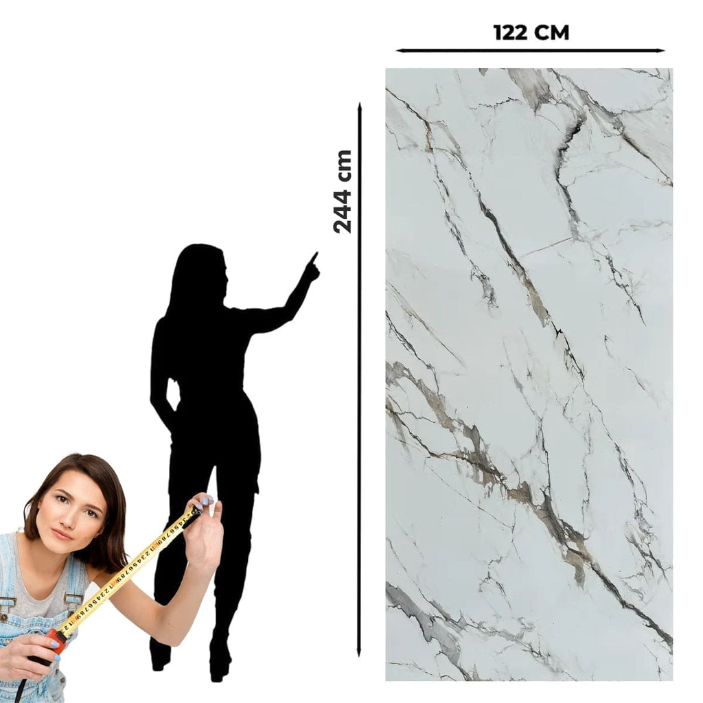 Mocha White PVC Marble Effect Wall Panel (244 x 122 cm)