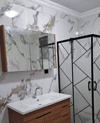Mocha White PVC Marble Effect Wall Panel (244 x 122 cm)