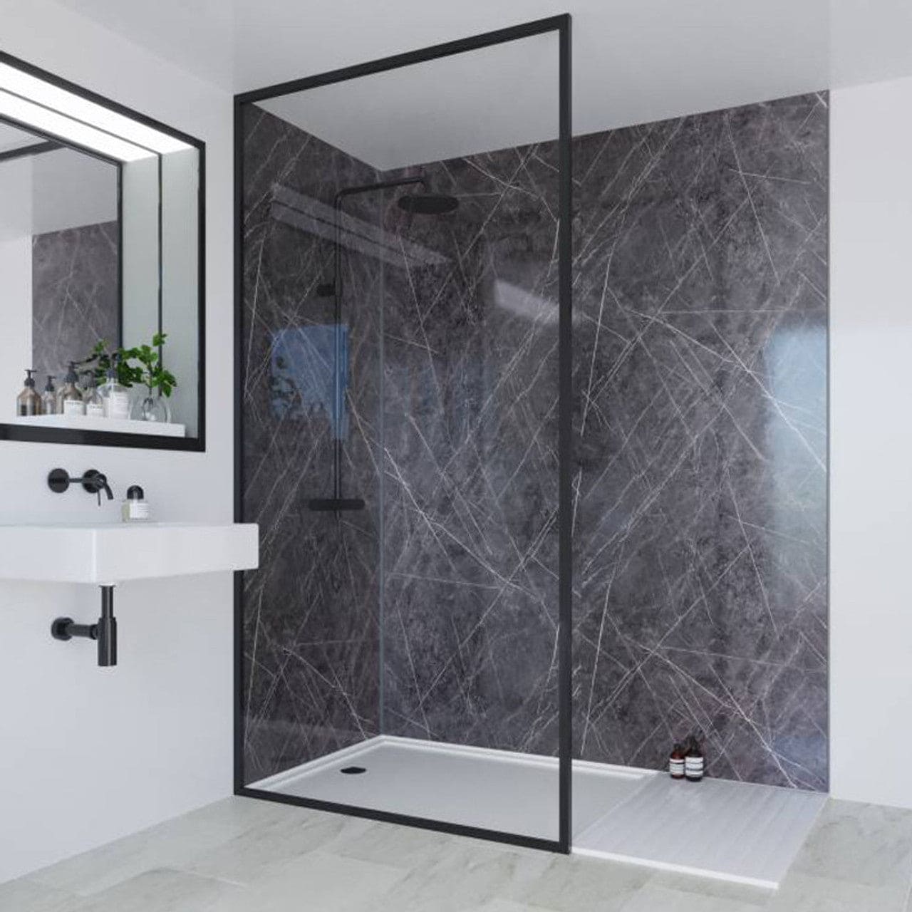 Gray Emperador Marble Effect Wall Panel (244 x 122 cm)