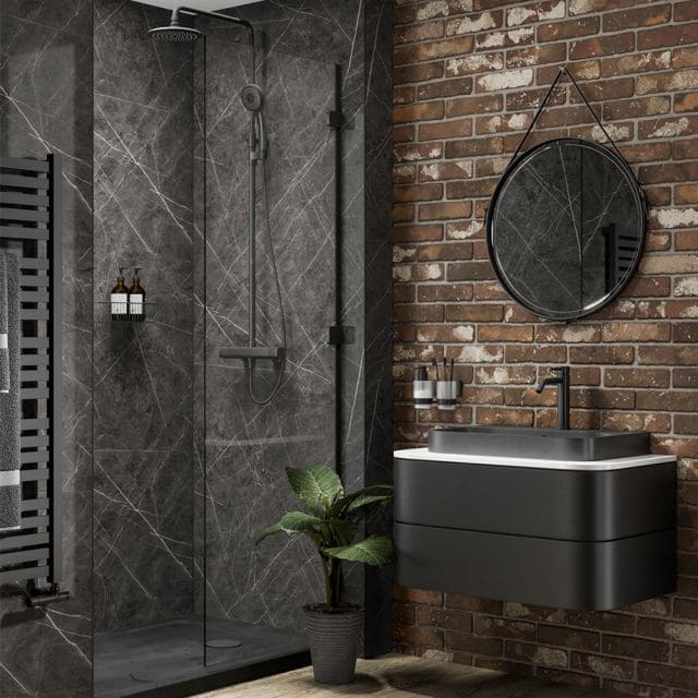 Gray Emperador Marble Effect Wall Panel (244 x 122 cm)
