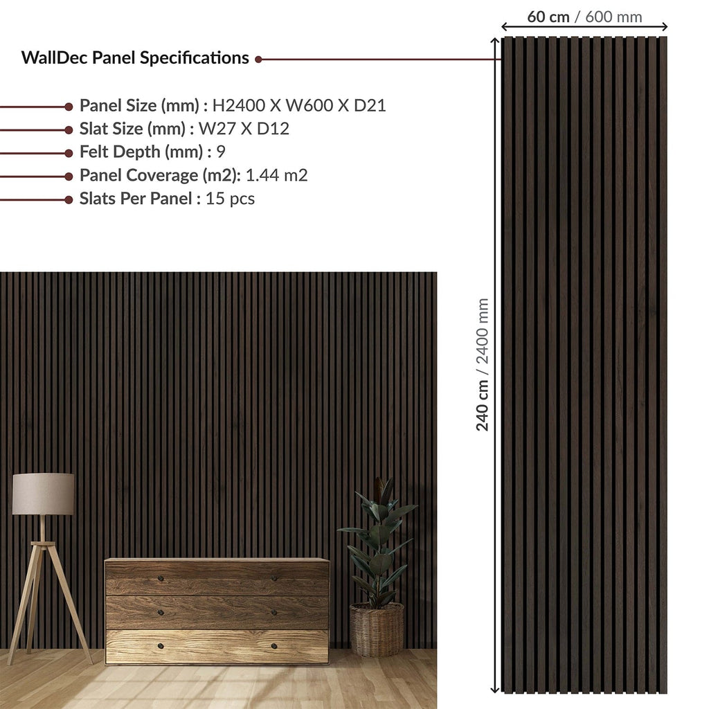 Deep Walnut Wall Panel (240 x 60 cm)